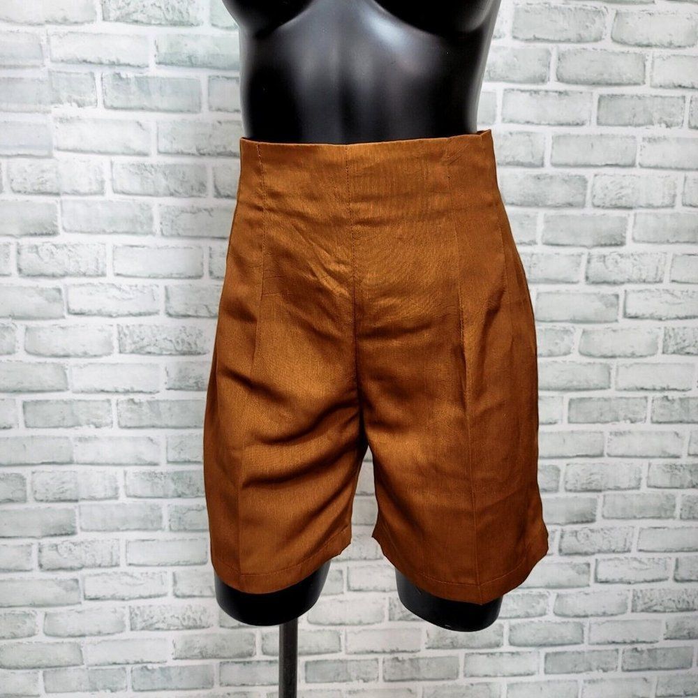 Vintage 80s 90s Chaus Womens S Rust Orange High Waisted Dress Casual Shorts